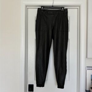 Large Spanx Black Faux Leather Like Jogger Women’s Moto Pants L